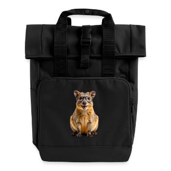 Quokka Cutie mit Brille – Zum Verlieben clever! - Rolltop Rucksack mit zwei Griffen - Schwarz - Vorne