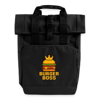 Burger Chef Pixel Burger - Roll Top Backpack with Two Handles - black - Front