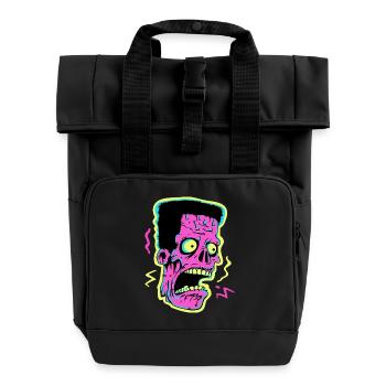 Neon Zombie Screamer Pop Art - Roll Top Backpack with Two Handles - black - Front
