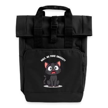 Schocked Black Cartoon Cat – Moment, keine Snacks mehr?! - Rolltop Rucksack mit zwei Griffen - Schwarz - Vorne