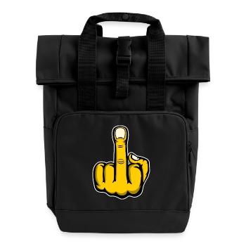 Mittelfinger Stinkefinger Design Gelb used - Rolltop Rucksack mit zwei Griffen - Schwarz - Vorne
