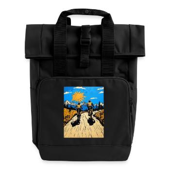 Sonnenweg Zu Zweit - Rolltop Rucksack mit zwei Griffen - Schwarz - Vorne