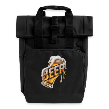  Beer - Cool Beer Logo - Roll Top Backpack with Two Handles - black - Front