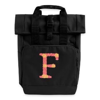 Dein Initial "F" mit Blüten  - Rolltop Rucksack mit zwei Griffen - Schwarz - Vorne