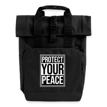 Protect Your Peace Mental Health Mindfulness - Roll Top Backpack with Two Handles - black - Front