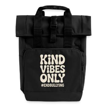 Freundliche Vibes beenden nur Mobbing - Rolltop Rucksack mit zwei Griffen - Schwarz - Vorne