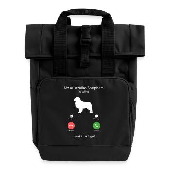 Mein Australian Shepherd ruft Must Go Kunst - Rolltop Rucksack mit zwei Griffen - Schwarz - Vorne