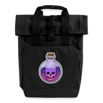Lila Schädel im Mystic Fläschchen - Rolltop Rucksack mit zwei Griffen - Schwarz - Vorne