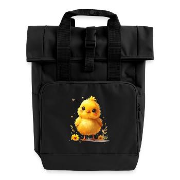 Cute chick suitable for spring - Roll Top Backpack with Two Handles - black - Front