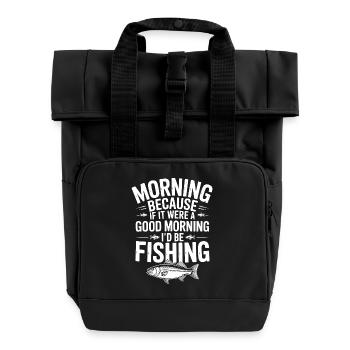 Morgenfisch-Zitat-Abschlag - Rolltop Rucksack mit zwei Griffen - Schwarz - Vorne