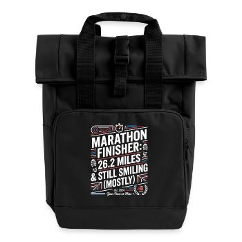 Marathon Finisher: Still Smiling - Roll Top Backpack with Two Handles - black - Front
