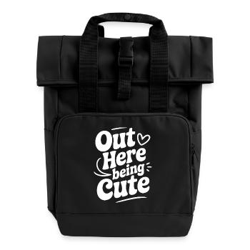 Hier draußen süß sein - Rolltop Rucksack mit zwei Griffen - Schwarz - Vorne