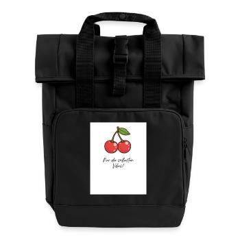 Kirsch-Vibes Süße Momente - Rolltop Rucksack mit zwei Griffen - Schwarz - Vorne