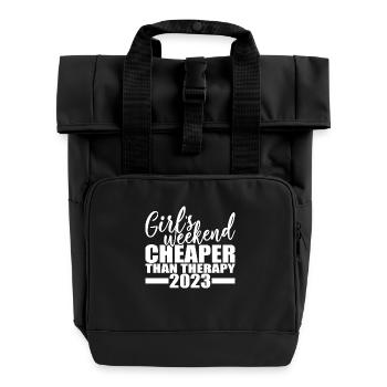 Mädchenwochenende billiger als Therapie 2023 - Rolltop Rucksack mit zwei Griffen - Schwarz - Vorne
