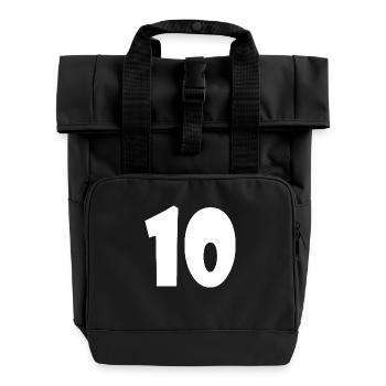 10 - Rolltop Rucksack mit zwei Griffen - Schwarz - Vorne