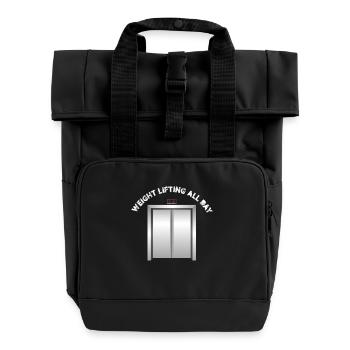 Weight lifting All Day elevator mechanic - Roll Top Backpack with Two Handles - black - Front