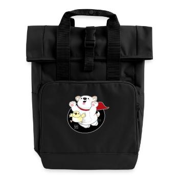 Dog Korean - Japanese Style 06 - Roll Top Backpack with Two Handles - black - Front