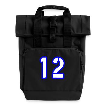 12 Zahl Symbol - Rolltop Rucksack mit zwei Griffen - Schwarz - Vorne