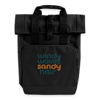 windy waves - Rolltop Rucksack mit zwei Griffen - Schwarz - Vorne