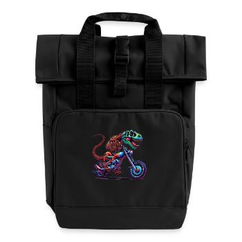 Motorrad Motocross biker bike - Rolltop Rucksack mit zwei Griffen - Schwarz - Vorne