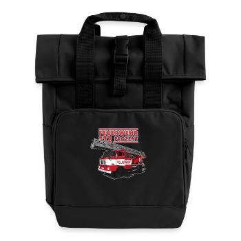 Feuerwehr // DDR // Illustration - Rolltop Rucksack mit zwei Griffen - Schwarz - Vorne