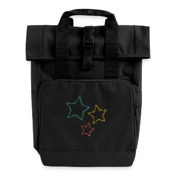 CHRISTMAS. STAR. STARS. CHRISTMAS ISLAND. NEW YEAR'S DAY - Roll Top Backpack with Two Handles - black - Front
