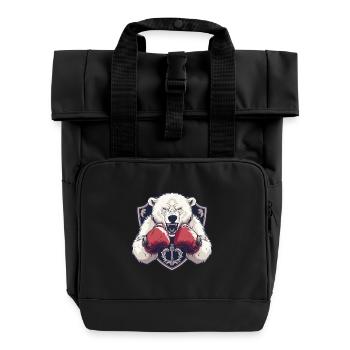 Eisbär Polar Bär Boxer MMA Logo - Rolltop Rucksack mit zwei Griffen - Schwarz - Vorne