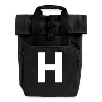 H - Roll Top Backpack with Two Handles - black - Front