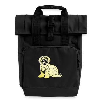 Havanese Dog Silhouette - Roll Top Backpack with Two Handles - black - Front