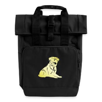 Rottweiler Dog Silhouette - Roll Top Backpack with Two Handles - black - Front