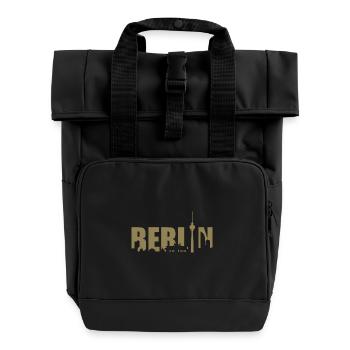 Berliner Skyline Design Silhouette Fernsehturm - Rolltop Rucksack mit zwei Griffen - Schwarz - Vorne