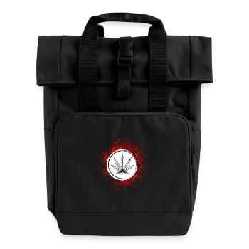 Hanf Blatt Symbol Cannabis - Rolltop Rucksack mit zwei Griffen - Schwarz - Vorne