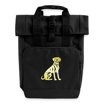 Dalmatian Dog Silhouette - Roll Top Backpack with Two Handles - black - Front