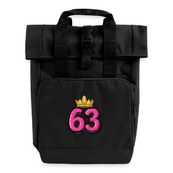 63 Zahl Krone - Rolltop Rucksack mit zwei Griffen - Schwarz - Vorne