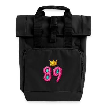 89 Zahl Krone - Rolltop Rucksack mit zwei Griffen - Schwarz - Vorne