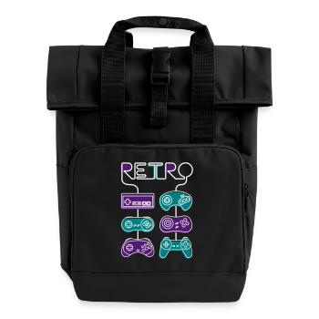 Retro Gaming - Rolltop Rucksack mit zwei Griffen - Schwarz - Vorne