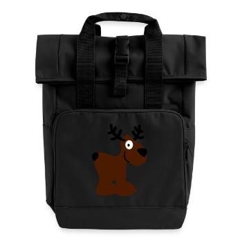 Elch Karibu Rentier Reh schnee Hirsch Weihnachten - Rolltop Rucksack mit zwei Griffen - Schwarz - Vorne
