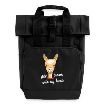 lama aucun drame visage de chameau alpaga disant comique mignon - Sac à dos Roll Top à deux anses - noir - Devant