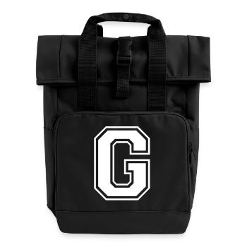 g - Roll Top Backpack with Two Handles - black - Front