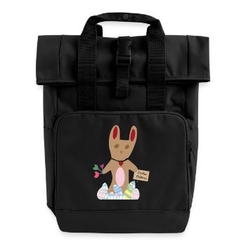 Hase wünscht Frohe Ostern - Rolltop Rucksack mit zwei Griffen - Schwarz - Vorne
