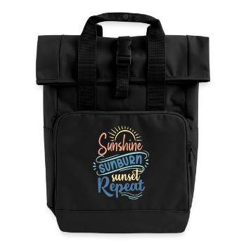 Sunshine Sunburn Sunset Repeat - Roll Top Backpack with Two Handles - black - Front