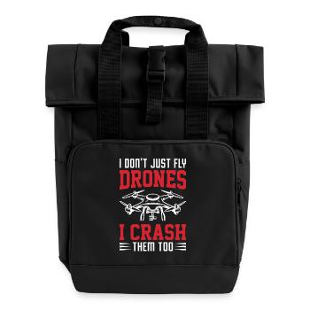 Ich fliege nicht nur Drohnen, ich lasse sie auch abstürzen - Rolltop Rucksack mit zwei Griffen - Schwarz - Vorne