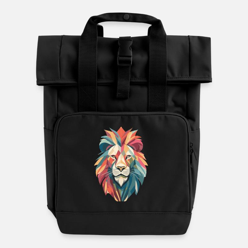 Prismatischer Löwe - Rolltop Rucksack mit zwei Griffen - Schwarz