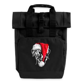 Santa Labrador Weihnachten Labbi Hund Wilsigns - Rolltop Rucksack mit zwei Griffen - Schwarz - Vorne