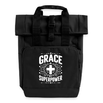 Gnade meine Superkraft - Rolltop Rucksack mit zwei Griffen - Schwarz - Vorne