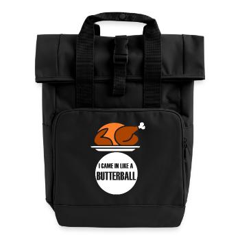 Thanksgiving Butterball - Roll Top Backpack with Two Handles - black - Front
