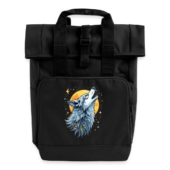 Herzlinie Wolf - Mond-Kunst - Rolltop Rucksack mit zwei Griffen - Schwarz - Vorne