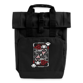 Katzen Karten Rücken - Rolltop Rucksack mit zwei Griffen - Schwarz - Vorne