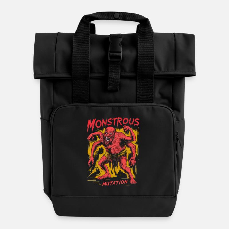 Monstrous - Roll Top Backpack with Two Handles - black