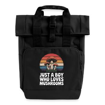 Pilz Pilze Funghi Champignon - Rolltop Rucksack mit zwei Griffen - Schwarz - Vorne